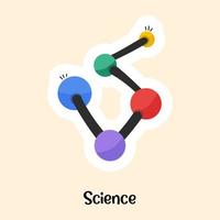 Nodes connected with each other making molecular structure, flat sticker of science vector