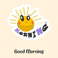 A very cute sticker of good morning, editable vector