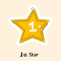 Flat sticker of 1st star with high graphics vector