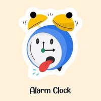 Grab this flat sticker of alarm clock vector