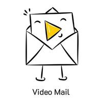 toma este increíble ícono dibujado a mano de correo de video vector