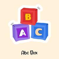 Basic kids learning blocks, flat sticker of abc box