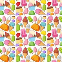 Seamless background design with many desserts vector