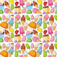 Seamless background design with many desserts vector