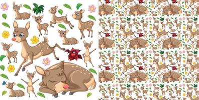 Cute animals cartoon seamless background vector