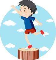 Active boy simple cartoon character vector