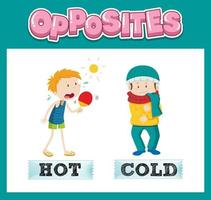 Opposite English words with hot and cold vector