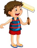 Boy with paint roller vector