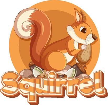 Font design for word squirrel in brown