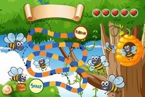 Game design with bee and beehive in background vector