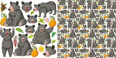 Seamless pattern with cartoon wild animals vector