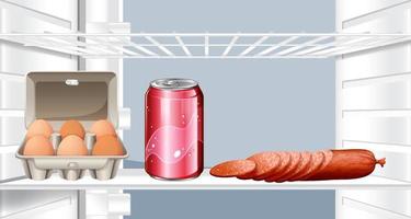 An inside the refrigerator with food vector