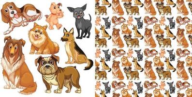 Cute animals cartoon seamless background vector