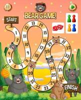 A snake ladder bear game template vector