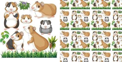 Seamless pattern with cartoon wild animals vector