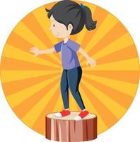 Active girl simple cartoon character vector