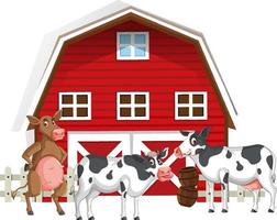 Farming theme with many animals vector