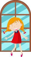 Girl laughing simple cartoon character vector