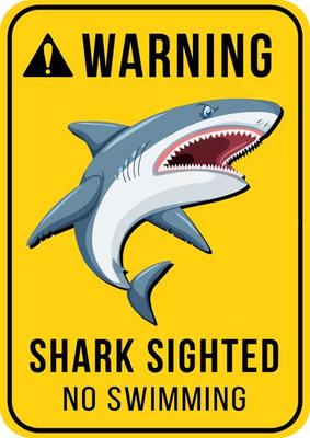 Warning signboard concept with shark sighted no swimming