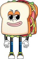 un personaje de dibujos animados de sándwich sobre fondo blanco vector