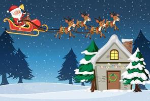 Christmas theme with Santa on the sleigh vector