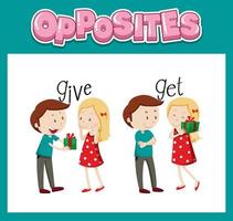 Opposite English words with give and get vector