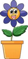 A flower cartoon character on white background vector