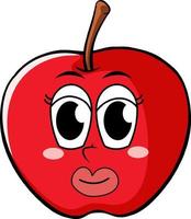 manzana roja con cara feliz vector