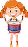A kid with drum music instrument vector
