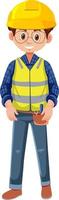 Construction worker wearing safety hat vector