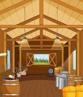 Farm storage with hay and barrels vector