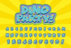 diseño de fuente para alfabetos ingleses en carácter de dinosaurio en plantilla de color