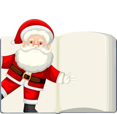 Opened blank book with Santa Claus