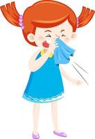 A sick girl cartoon character on white background vector