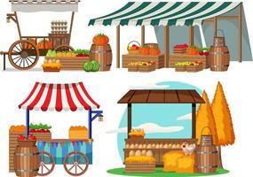 Flea market concept with set of different stores vector