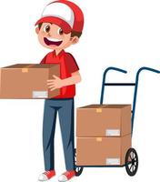 Delivery man with packages vector
