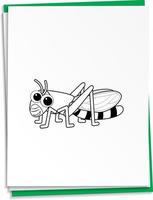 Hand drawn grasshopper on paper vector