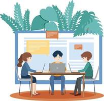 People working on computer at home vector