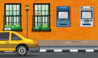 Empty scene with ATM on street in the city vector