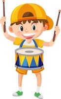 A kid with drum music instrument vector