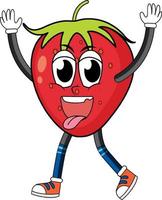 Strawberry with arms and legs vector