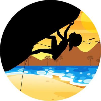 Silhouette rock climbing badge