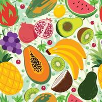 Tropical Fruits Seamless Pattern vector