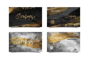 Abstract Black and Gold Marble and Brushes Business Card Templates vector