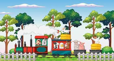 Many animals on the train vector