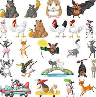 conjunto de diferentes niños de animales vector