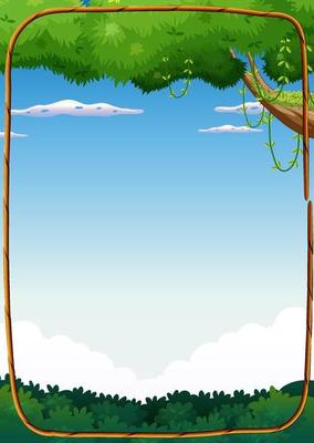 Background scene with blue sky and green tree