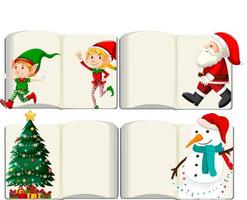 Set of different opened blank books with Santa Claus vector