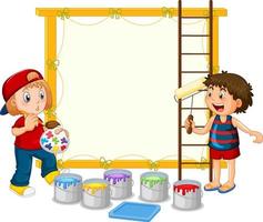 Board template with kids painting vector