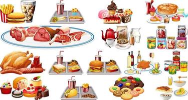 Foods and beverages set vector